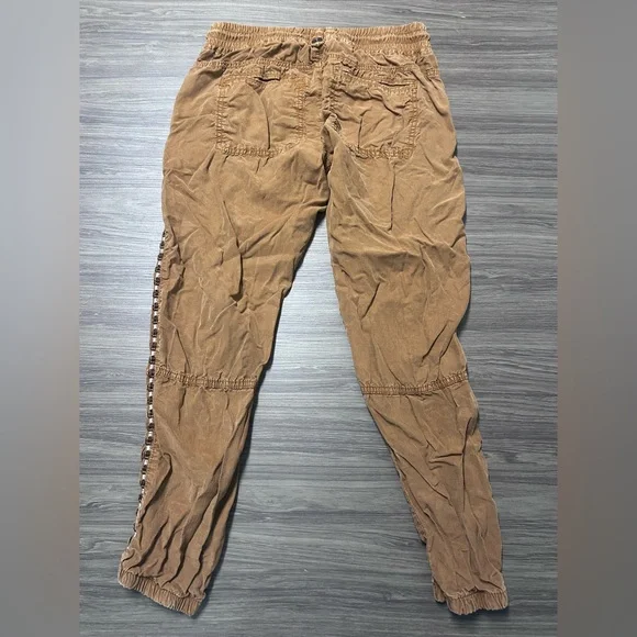 By Anthropologie Elastic Tie Waist Jogger Pants Women's Small Brown - Picture 6 of 9
